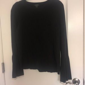Halogen black pullover sweater with bell sleeves